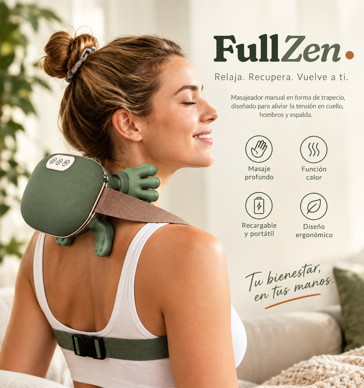 Masajeador Cervical Shiatsu con Calor – Efecto Manos Reales